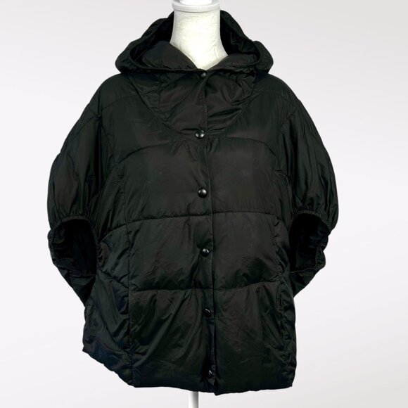 aerie Jackets & Blazers - Aerie Black Quilted Sleeveless Puffer Cape Hooded Vest XS/S